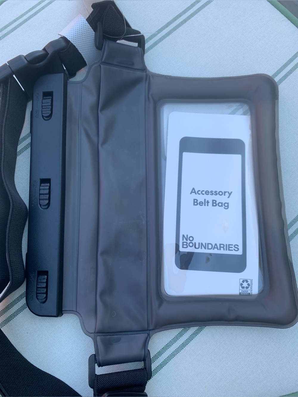 NWT Water resistant Phone Belt Fanny Bag - Clear Front, Black Trim